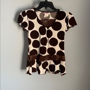 Girl Code White W/ Brown Polka Dot Blouse